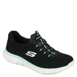 New Skechers Women's , Summits - Cool Classic Sneaker - Wide Width Black Turquoise