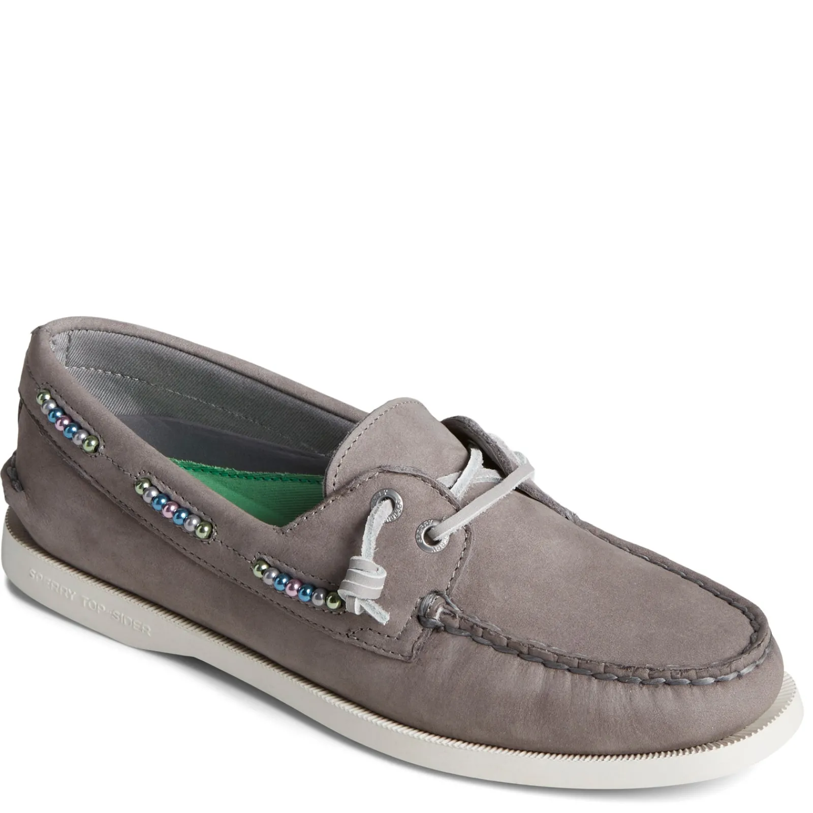 New Sperry Women's , Authentic Original 2-Eye Beaded Boat Shoe Grey