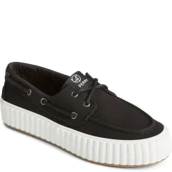 Hot Sperry Women's , Pier Wave Boat Platform Sneaker Black