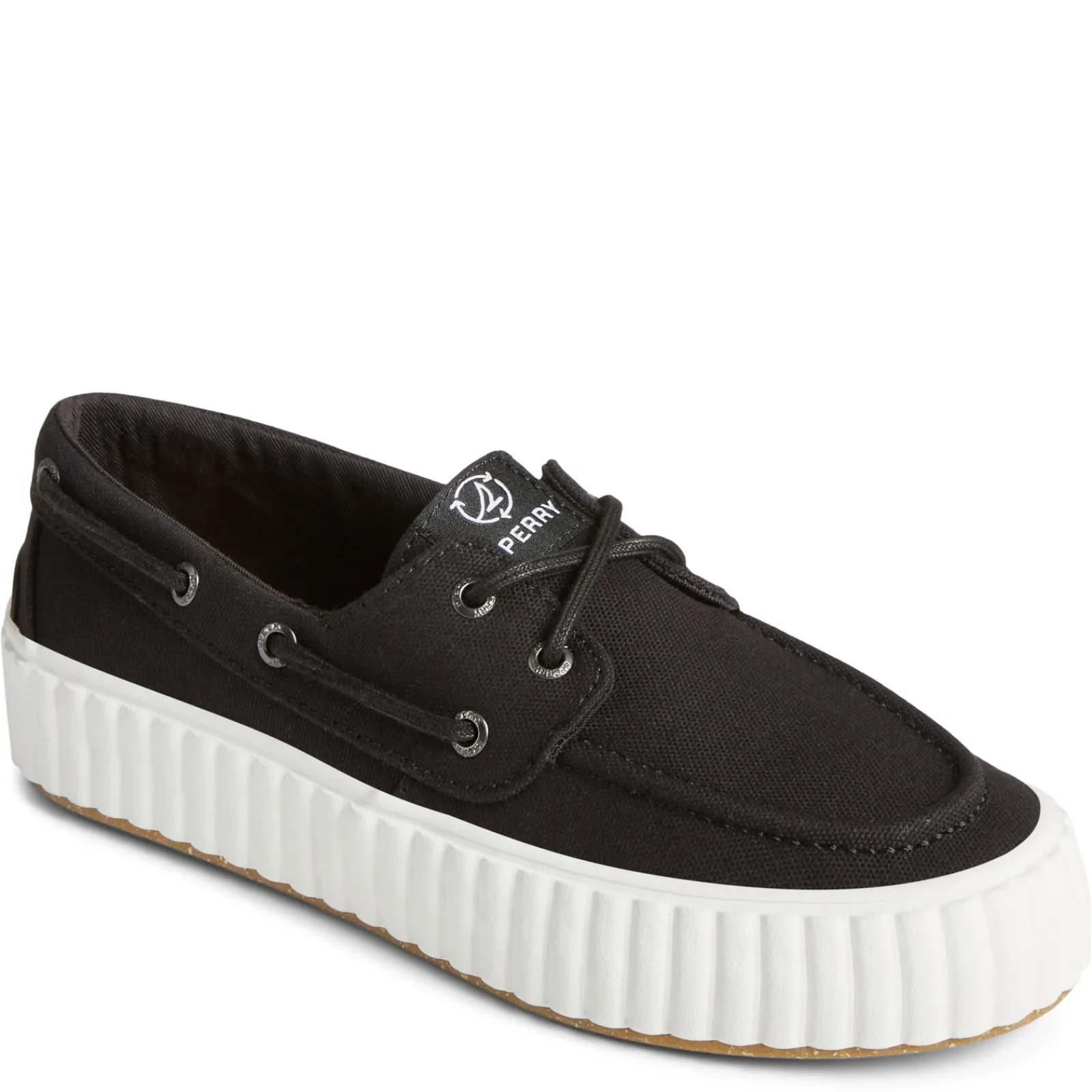 Hot Sperry Women's , Pier Wave Boat Platform Sneaker Black
