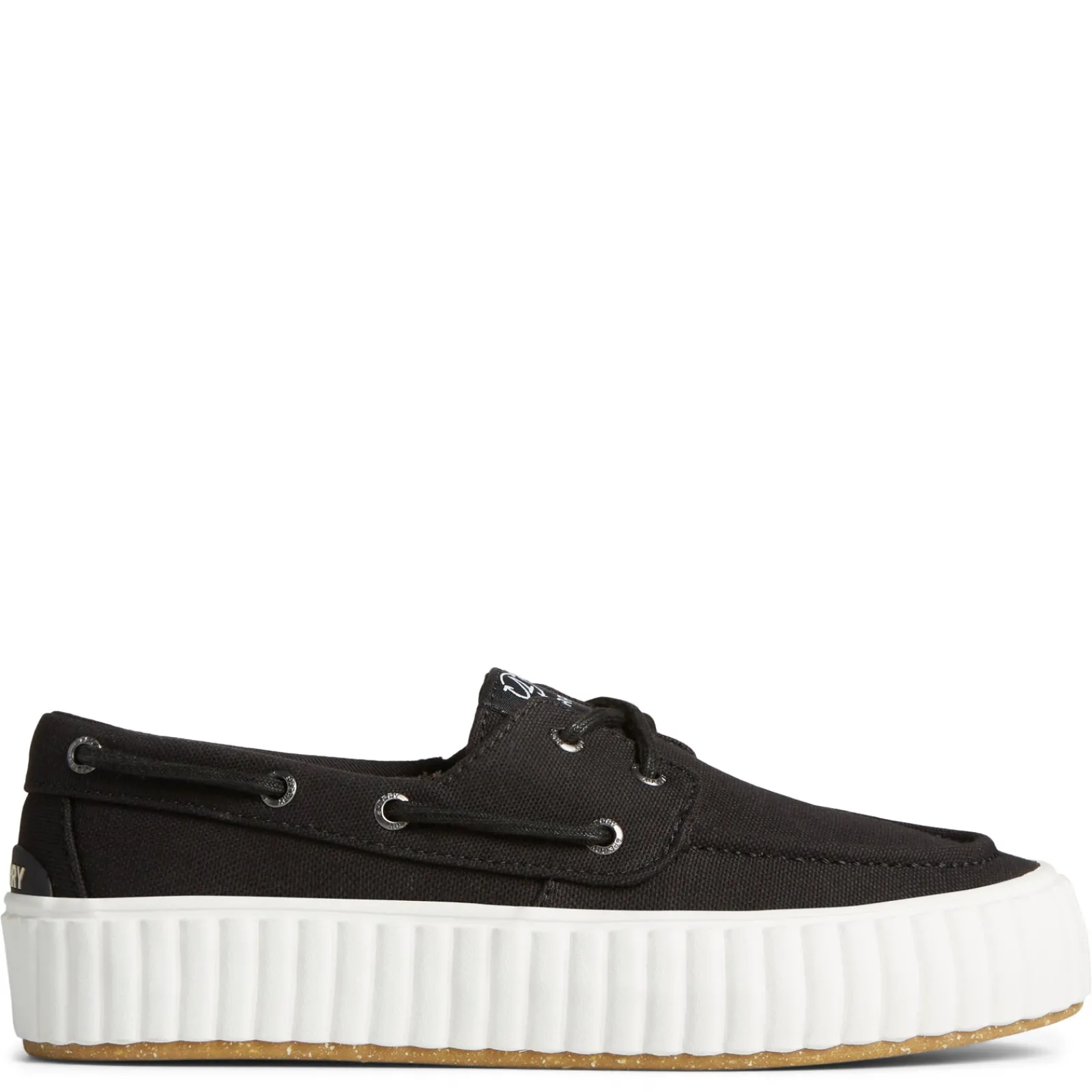 Hot Sperry Women's , Pier Wave Boat Platform Sneaker Black