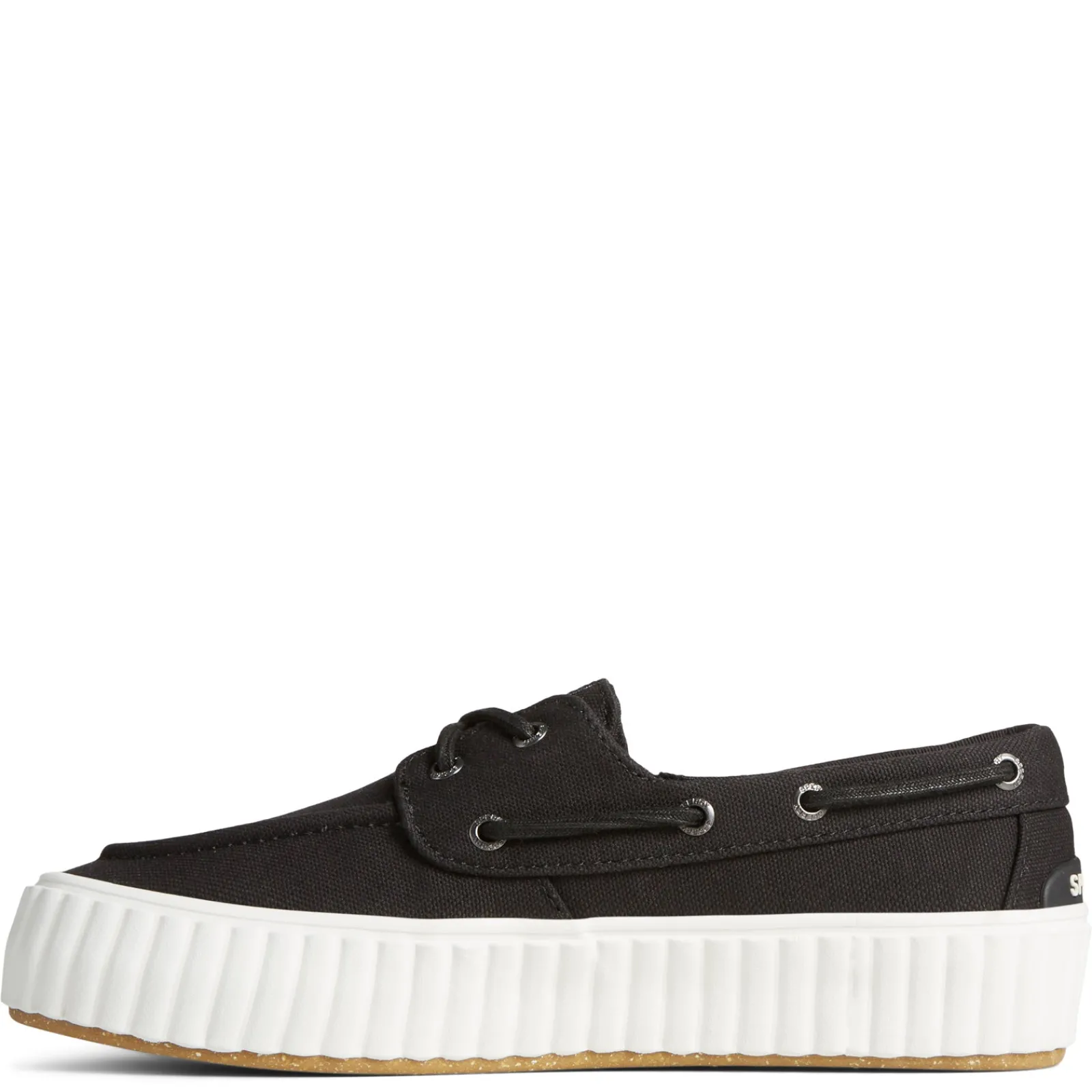 Hot Sperry Women's , Pier Wave Boat Platform Sneaker Black