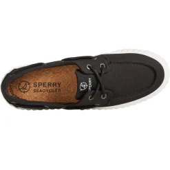 Hot Sperry Women's , Pier Wave Boat Platform Sneaker Black