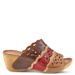 Hot Spring Step Women's , Footy Sandal Brown Multi