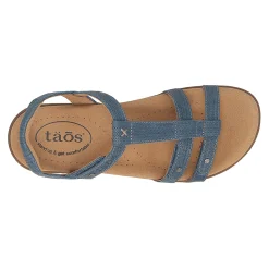 Clearance Taos Women's , Trophy 2 Sandal Blue Emboss