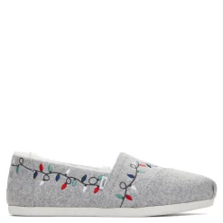 Hot TOMS Women's , Alpargata Slip-On Grey-Christmas Lights