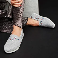 Hot TOMS Women's , Alpargata Slip-On Grey-Christmas Lights