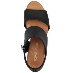 Sale TOMS Women's , Majorca Platform Sandal Black Leather