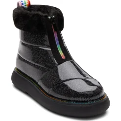 Outlet TOMS Women's , Mallow Puffer Cuff Boot Black Glitter Rainbow