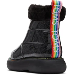Outlet TOMS Women's , Mallow Puffer Cuff Boot Black Glitter Rainbow