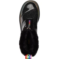 Outlet TOMS Women's , Mallow Puffer Cuff Boot Black Glitter Rainbow