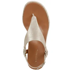 Vionic Women's , Kirra Wedge Sandal Gold Metallic Leather