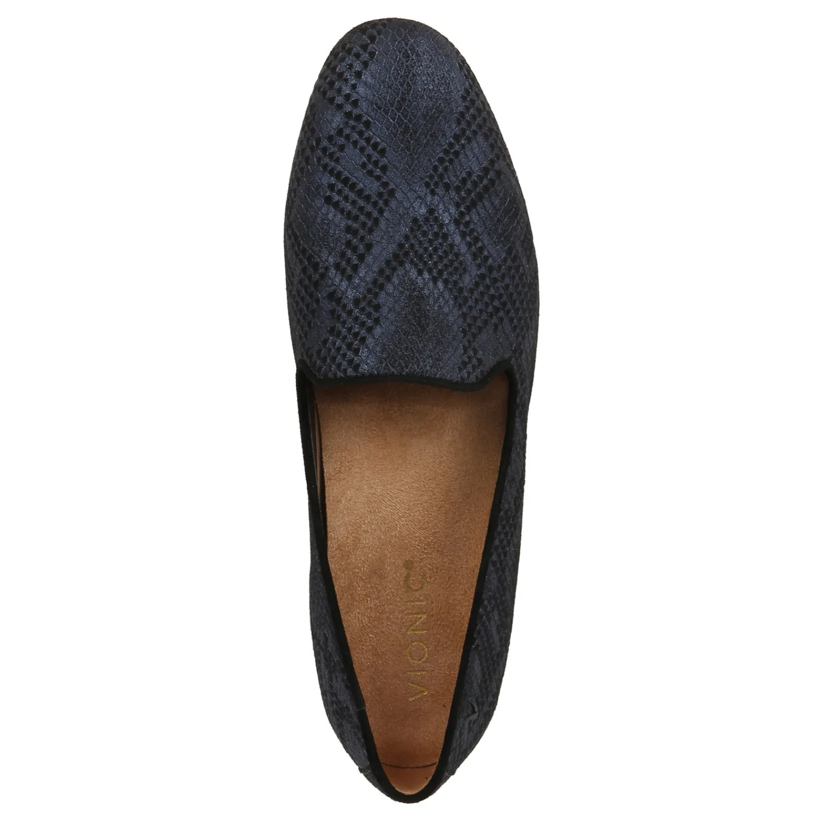 New Vionic Women's , Willa II Flat Blue Metallic Synthetic